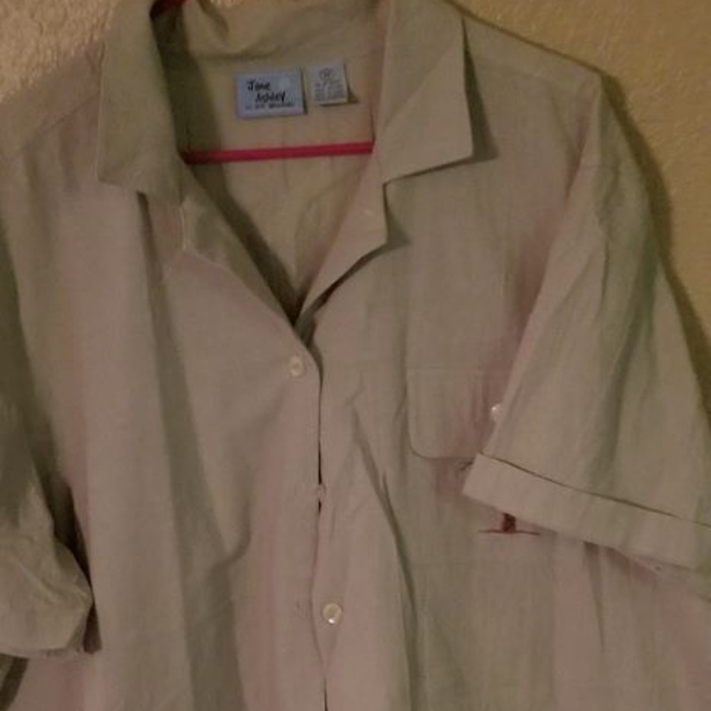 Jane Ashley 3x Khaki Palm Tree Safari Animal Shirt